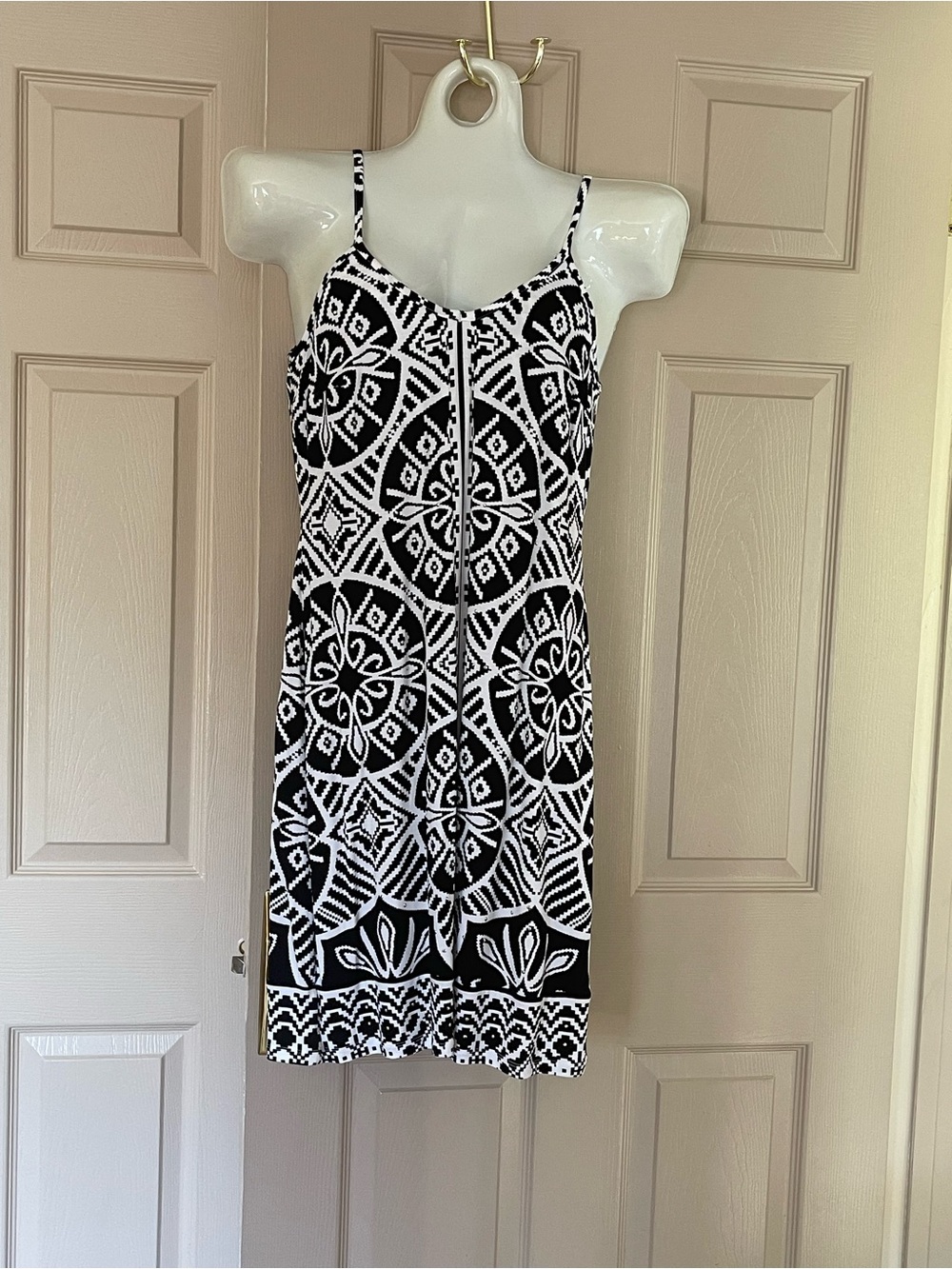 INC International Concepts Black and White Geometric Mini Dress